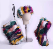 Load image into Gallery viewer, faux sheep fox fur set boots , headband N purse