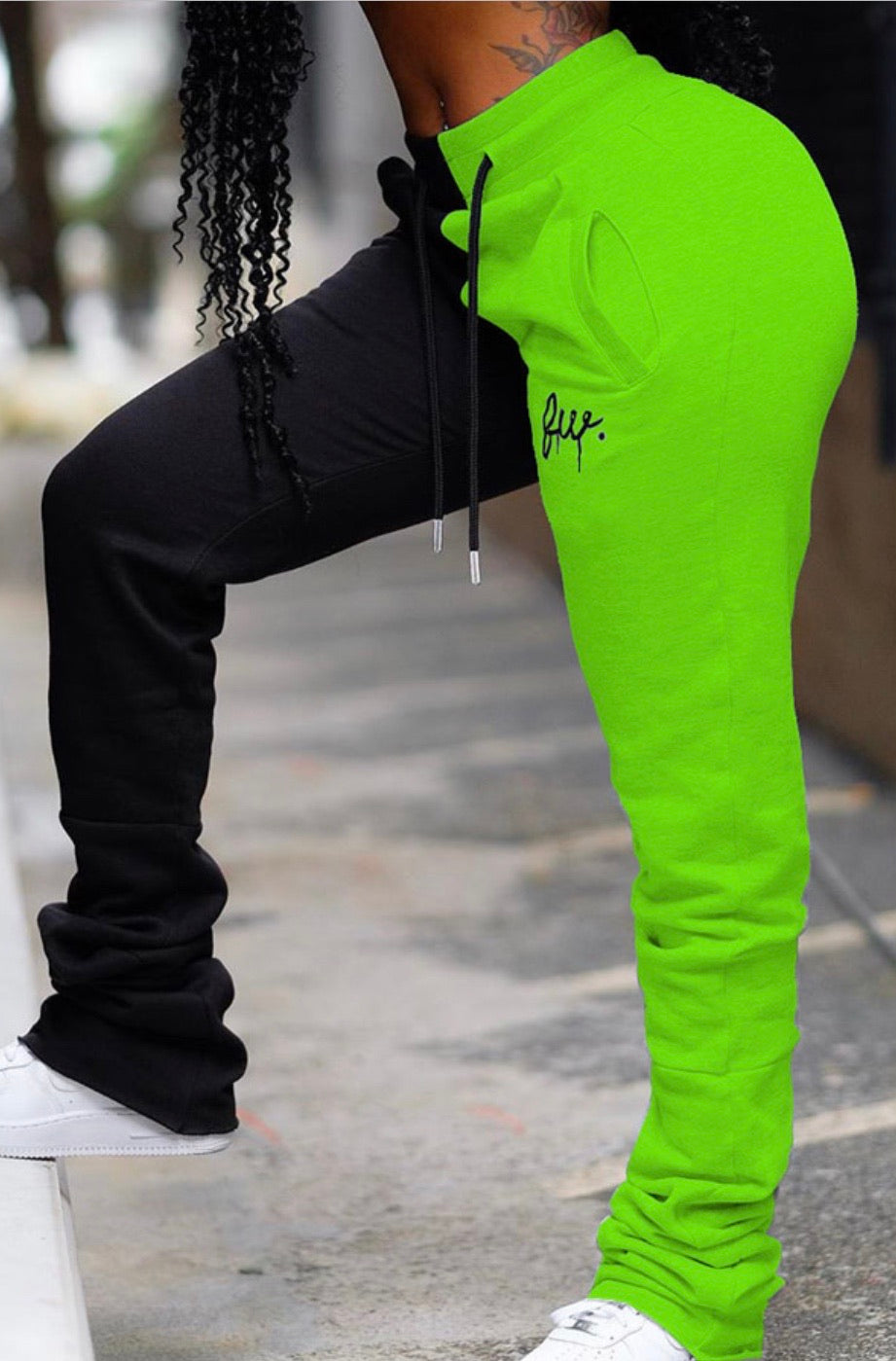 Two tone Stacked of pants