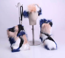Load image into Gallery viewer, faux sheep fox fur set boots , headband N purse