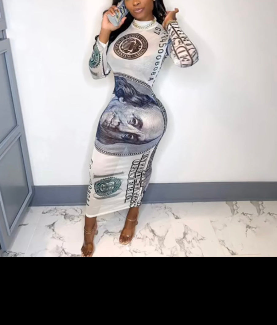 Latest design dollar print dress